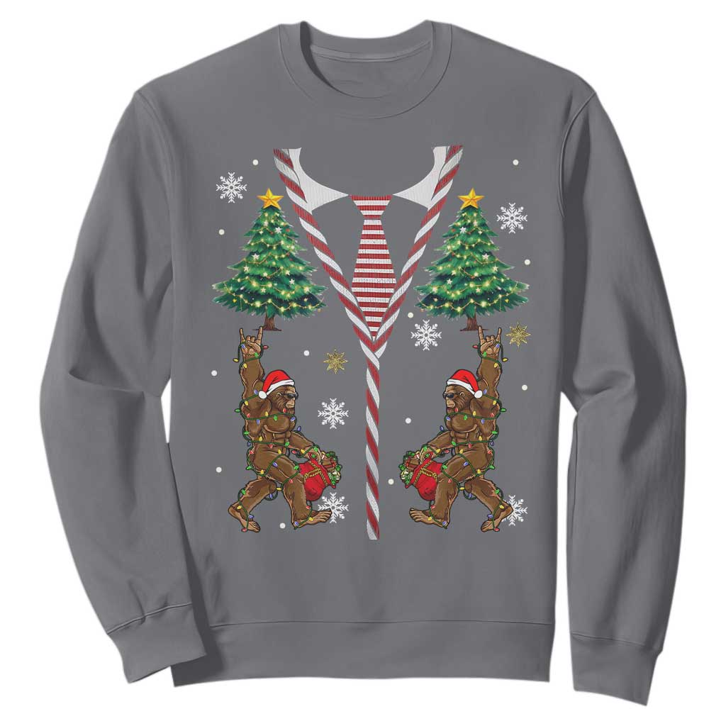 Funny Bigfoot Christmas Sweatshirt Bigfoot Santa Hat Ugly Xmas Sasquatch Loves TS10 Charcoal Print Your Wear