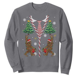 Funny Bigfoot Christmas Sweatshirt Bigfoot Santa Hat Ugly Xmas Sasquatch Loves TS10 Charcoal Print Your Wear