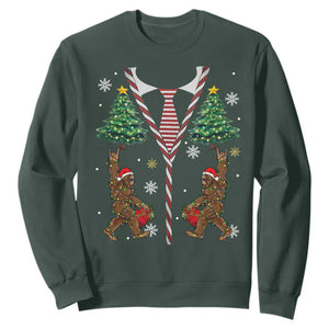 Funny Bigfoot Christmas Sweatshirt Bigfoot Santa Hat Ugly Xmas Sasquatch Loves TS10 Dark Forest Green Print Your Wear