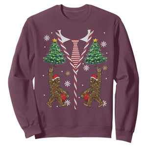 Funny Bigfoot Christmas Sweatshirt Bigfoot Santa Hat Ugly Xmas Sasquatch Loves TS10 Maroon Print Your Wear