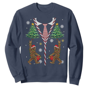 Funny Bigfoot Christmas Sweatshirt Bigfoot Santa Hat Ugly Xmas Sasquatch Loves TS10 Navy Print Your Wear