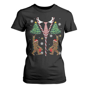 Funny Bigfoot Christmas T Shirt For Women Bigfoot Santa Hat Ugly Xmas Sasquatch Loves TS10 Black Print Your Wear