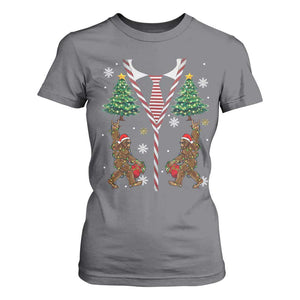 Funny Bigfoot Christmas T Shirt For Women Bigfoot Santa Hat Ugly Xmas Sasquatch Loves TS10 Charcoal Print Your Wear