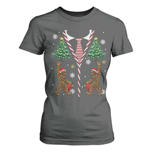 Funny Bigfoot Christmas T Shirt For Women Bigfoot Santa Hat Ugly Xmas Sasquatch Loves TS10 Dark Heather Print Your Wear
