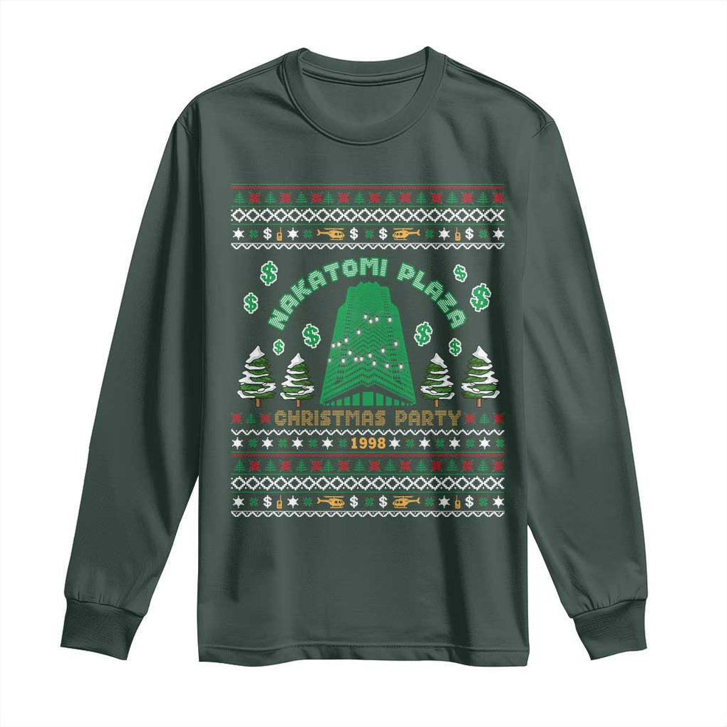 Nakatomi Plaza Christmas Party 1988 Long Sleeve Shirt Funny 80's Movie Xmas Gift Ugly Christmas TS10 Dark Forest Green Print Your Wear