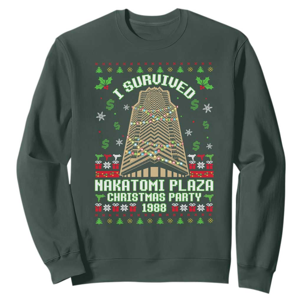 Nakatomi Plaza Christmas Party 1988 Sweatshirt Xmas Jumper Funny 80's Die Movie Bruce TS10 Dark Forest Green Print Your Wear