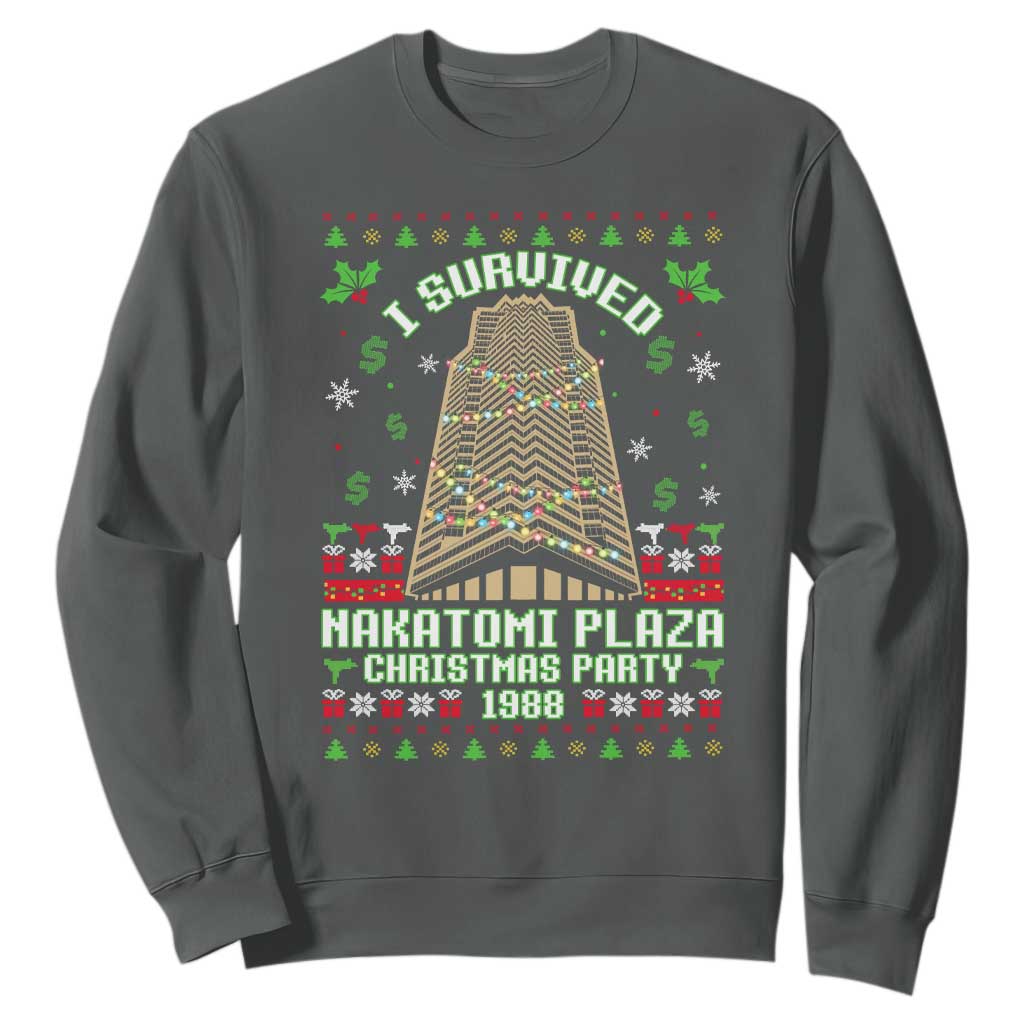 Nakatomi Plaza Christmas Party 1988 Sweatshirt Xmas Jumper Funny 80's Die Movie Bruce TS10 Dark Heather Print Your Wear