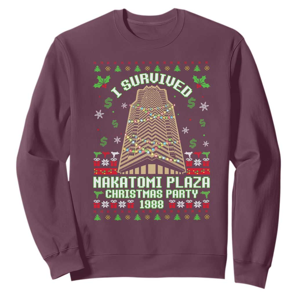 Nakatomi Plaza Christmas Party 1988 Sweatshirt Xmas Jumper Funny 80's Die Movie Bruce TS10 Maroon Print Your Wear