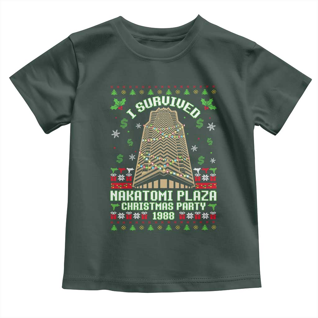 Nakatomi Plaza Christmas Party 1988 Toddler T Shirt Xmas Jumper Funny 80's Die Movie Bruce TS10 Dark Forest Green Print Your Wear