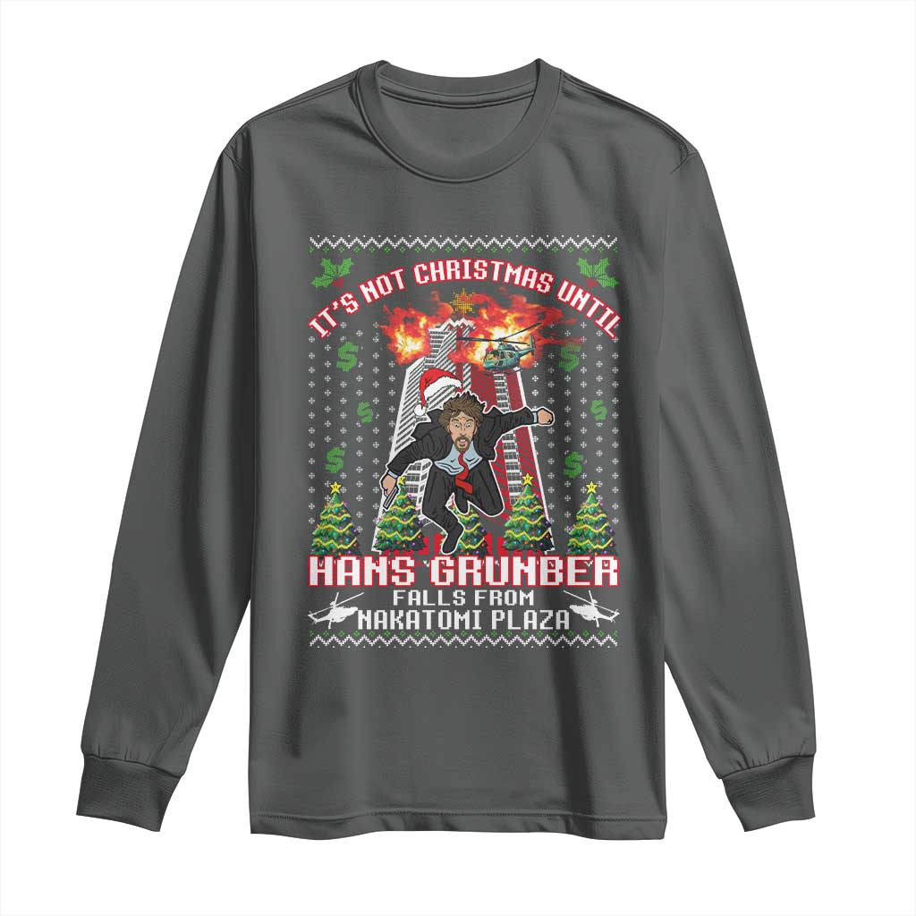 Nakatomi Plaza Christmas Party Long Sleeve Shirt 1988 Xmas Jumper Funny 80's Die Movie Bruce TS10 Dark Heather Print Your Wear