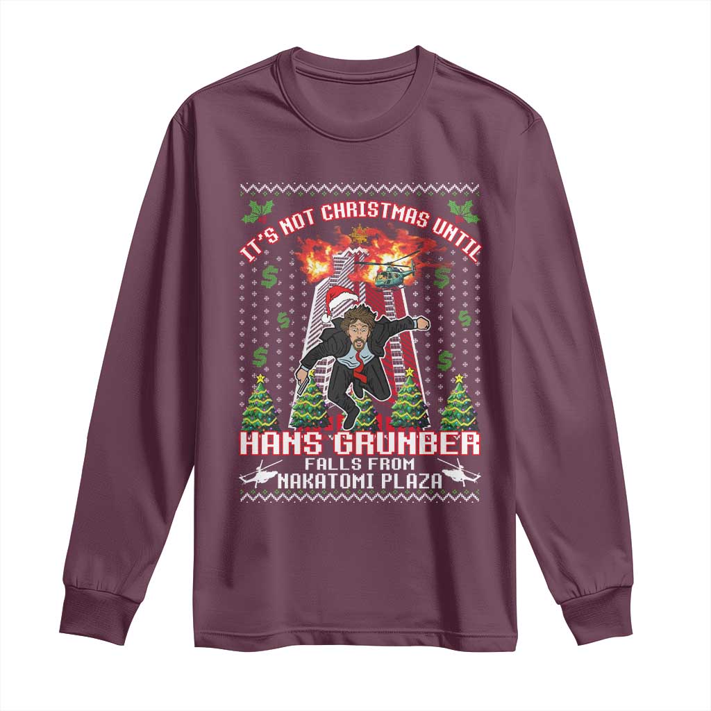 Nakatomi Plaza Christmas Party Long Sleeve Shirt 1988 Xmas Jumper Funny 80's Die Movie Bruce TS10 Maroon Print Your Wear