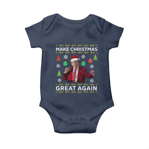Funny Christmas Trump Baby Onesie Make Christmas Great Again Ugly Christmas Sweater Dancing Trump TS10 Navy Print Your Wear