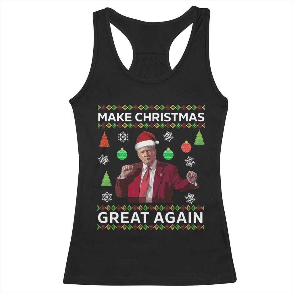 Funny Christmas Trump Racerback Tank Top Make Christmas Great Again Ugly Christmas Sweater Dancing Trump TS10 Black Print Your Wear