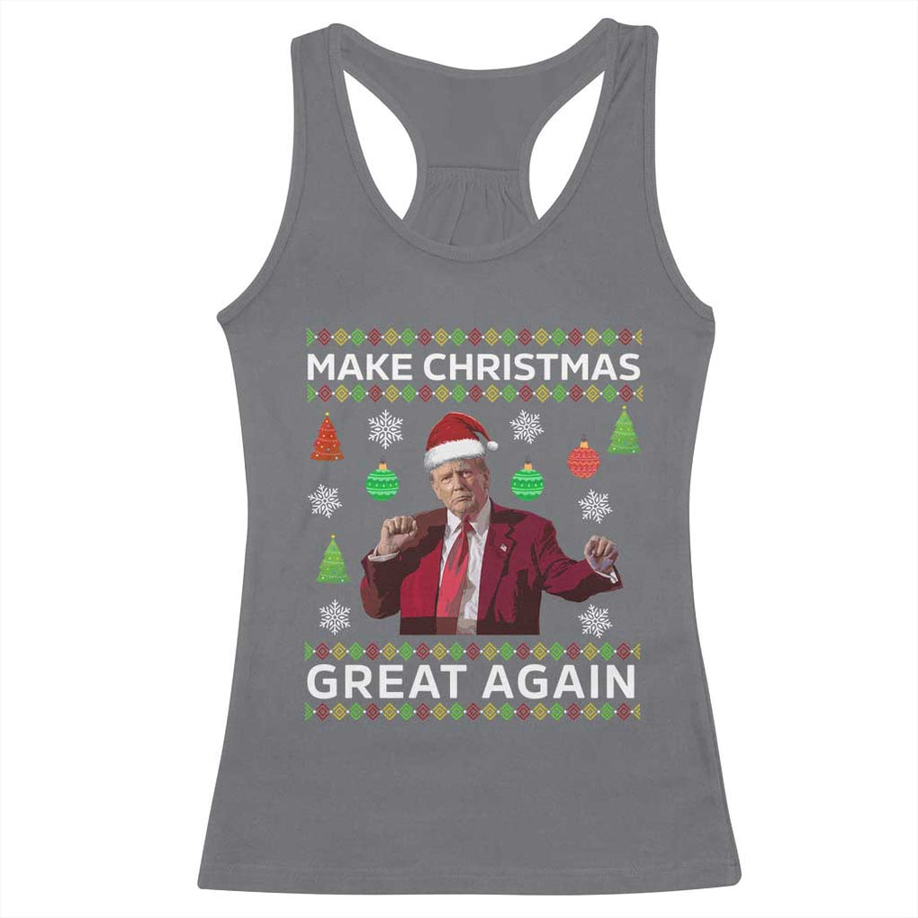 Funny Christmas Trump Racerback Tank Top Make Christmas Great Again Ugly Christmas Sweater Dancing Trump TS10 Charcoal Print Your Wear