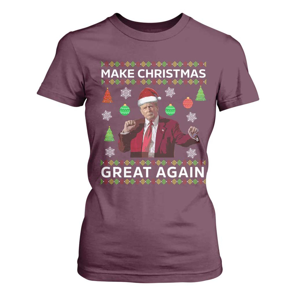 Funny Christmas Trump T Shirt For Women Make Christmas Great Again Ugly Christmas Sweater Dancing Trump TS10 Maroon Print Your Wear