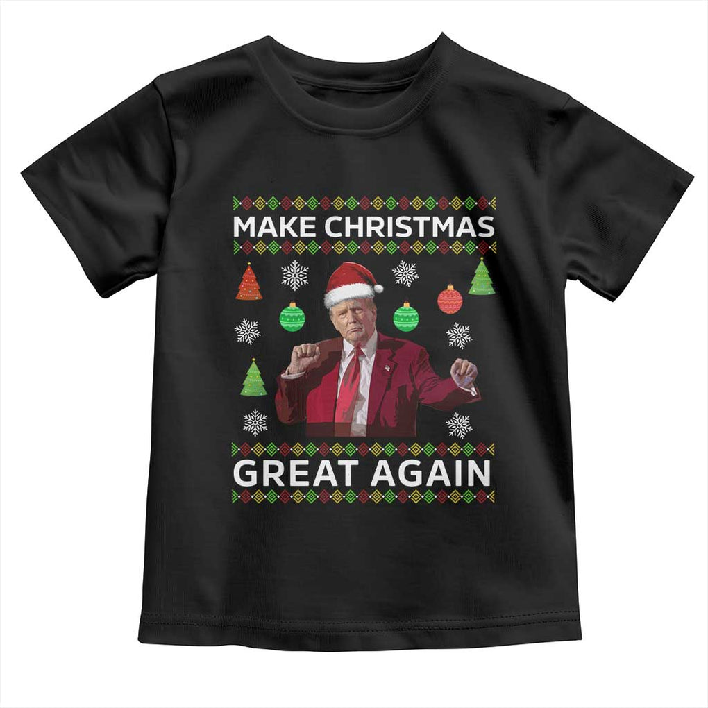 Funny Christmas Trump Toddler T Shirt Make Christmas Great Again Ugly Christmas Sweater Dancing Trump TS10 Black Print Your Wear