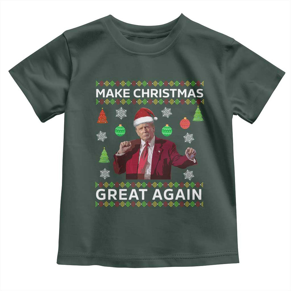 Funny Christmas Trump Toddler T Shirt Make Christmas Great Again Ugly Christmas Sweater Dancing Trump TS10 Dark Forest Green Print Your Wear