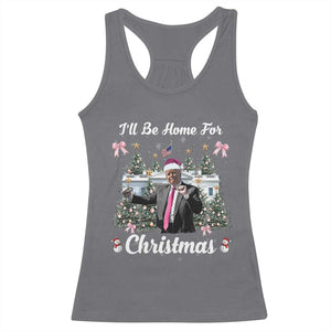 Funny Christmas Trump Racerback Tank Top Coquette Tree Bow Ill Be Home For Christmas 2024 Daddy's Home TS10 Charcoal Print Your Wear