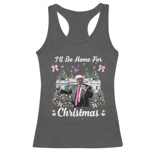 Funny Christmas Trump Racerback Tank Top Coquette Tree Bow Ill Be Home For Christmas 2024 Daddy's Home TS10 Dark Heather Print Your Wear