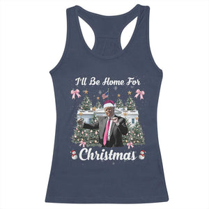 Funny Christmas Trump Racerback Tank Top Coquette Tree Bow Ill Be Home For Christmas 2024 Daddy's Home TS10 Navy Print Your Wear