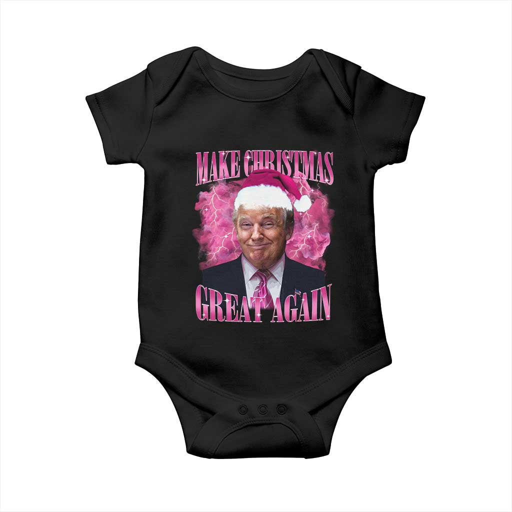 Funny Christmas Trump Baby Onesie Funny Make Christmas Great Again Trump Santa Xmas 2024 TS10 Black Print Your Wear