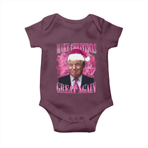 Funny Christmas Trump Baby Onesie Funny Make Christmas Great Again Trump Santa Xmas 2024 TS10 Maroon Print Your Wear