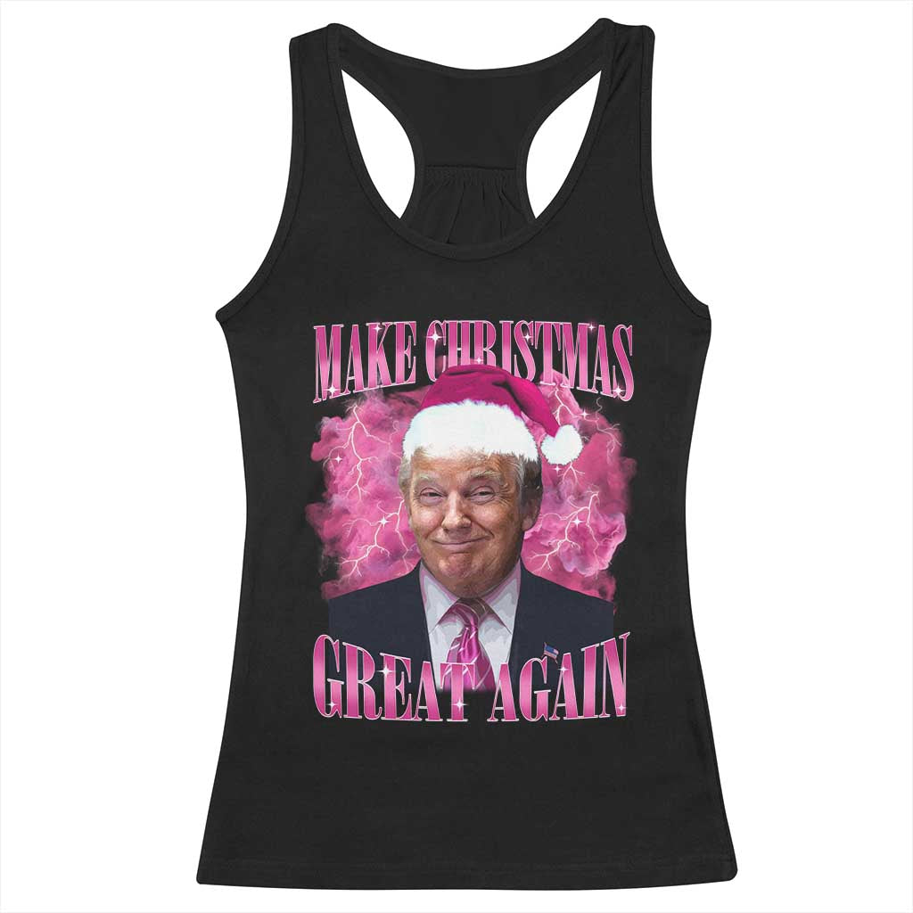 Funny Christmas Trump Racerback Tank Top Funny Make Christmas Great Again Trump Santa Xmas 2024 TS10 Black Print Your Wear