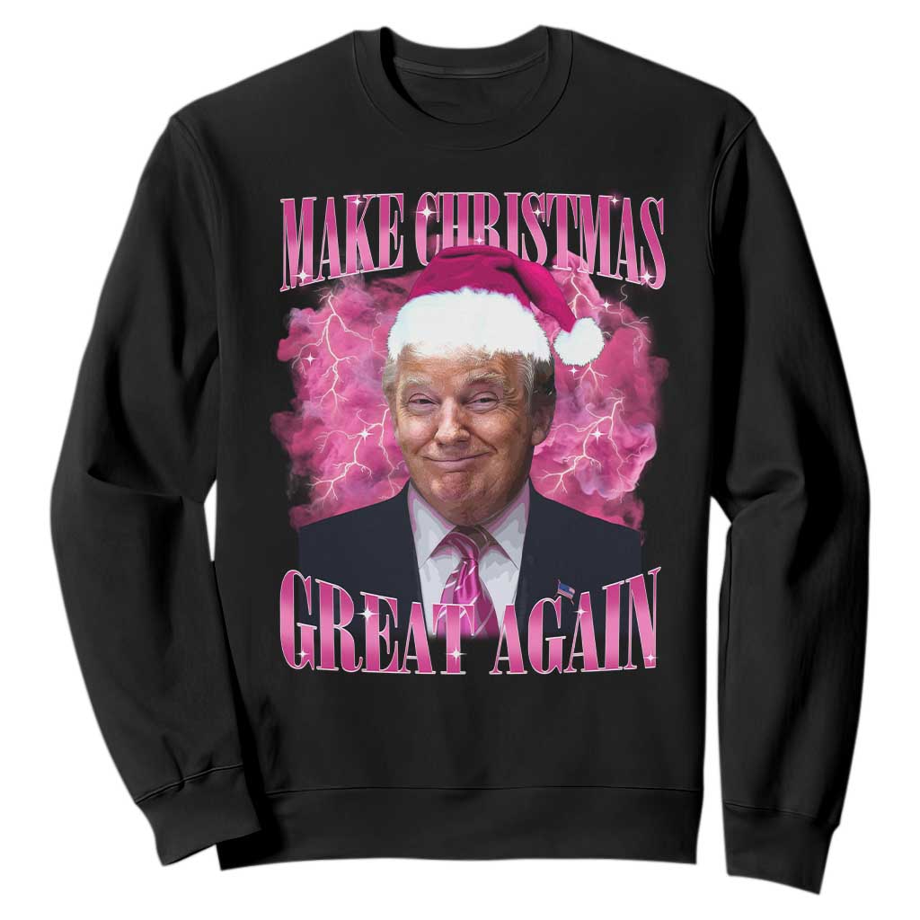 Funny Christmas Trump Sweatshirt Funny Make Christmas Great Again Trump Santa Xmas 2024 TS10 Black Print Your Wear