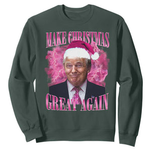 Funny Christmas Trump Sweatshirt Funny Make Christmas Great Again Trump Santa Xmas 2024 TS10 Dark Forest Green Print Your Wear