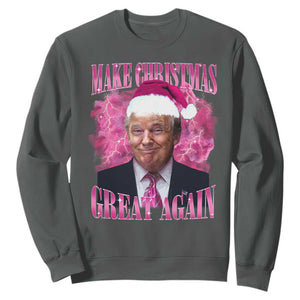Funny Christmas Trump Sweatshirt Funny Make Christmas Great Again Trump Santa Xmas 2024 TS10 Dark Heather Print Your Wear