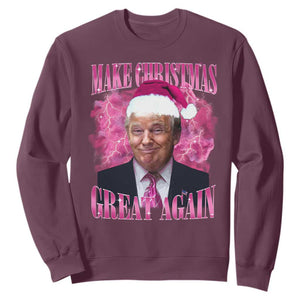 Funny Christmas Trump Sweatshirt Funny Make Christmas Great Again Trump Santa Xmas 2024 TS10 Maroon Print Your Wear