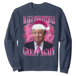 Funny Christmas Trump Sweatshirt Funny Make Christmas Great Again Trump Santa Xmas 2024 TS10 Navy Print Your Wear