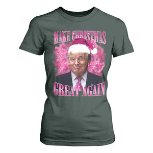 Funny Christmas Trump T Shirt For Women Funny Make Christmas Great Again Trump Santa Xmas 2024 TS10 Dark Forest Green Print Your Wear