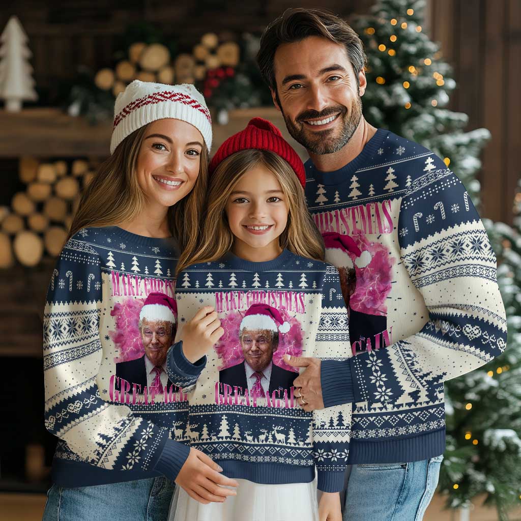 Funny Christmas Trump Ugly Christmas Sweater Funny Make Christmas Great Again Trump Santa Xmas 2024 TS10 Navy Print Your Wear