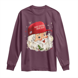 Funny Trump Christmas Long Sleeve Shirt Make Christmas Great Again Retro Santa Pajamas TS10 Maroon Print Your Wear