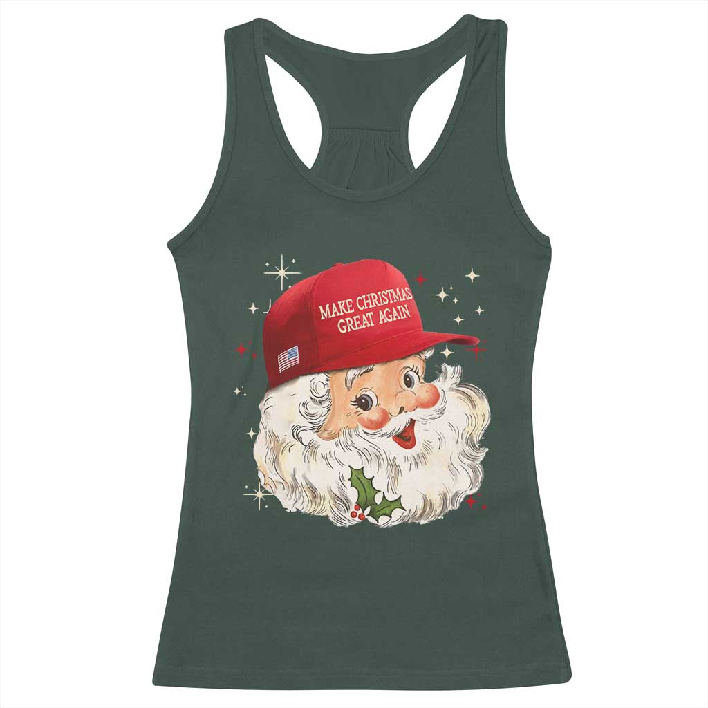 Funny Trump Christmas Racerback Tank Top Make Christmas Great Again Retro Santa Pajamas TS10 Dark Forest Green Print Your Wear