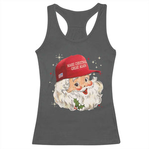 Funny Trump Christmas Racerback Tank Top Make Christmas Great Again Retro Santa Pajamas TS10 Dark Heather Print Your Wear