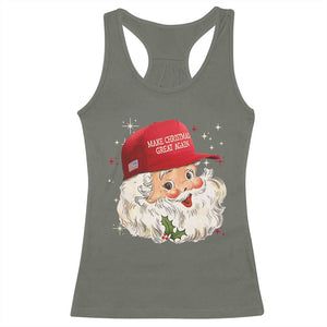 Funny Trump Christmas Racerback Tank Top Make Christmas Great Again Retro Santa Pajamas TS10 Military Green Print Your Wear