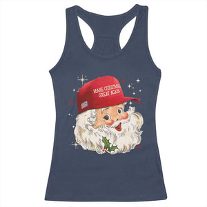 Funny Trump Christmas Racerback Tank Top Make Christmas Great Again Retro Santa Pajamas TS10 Navy Print Your Wear