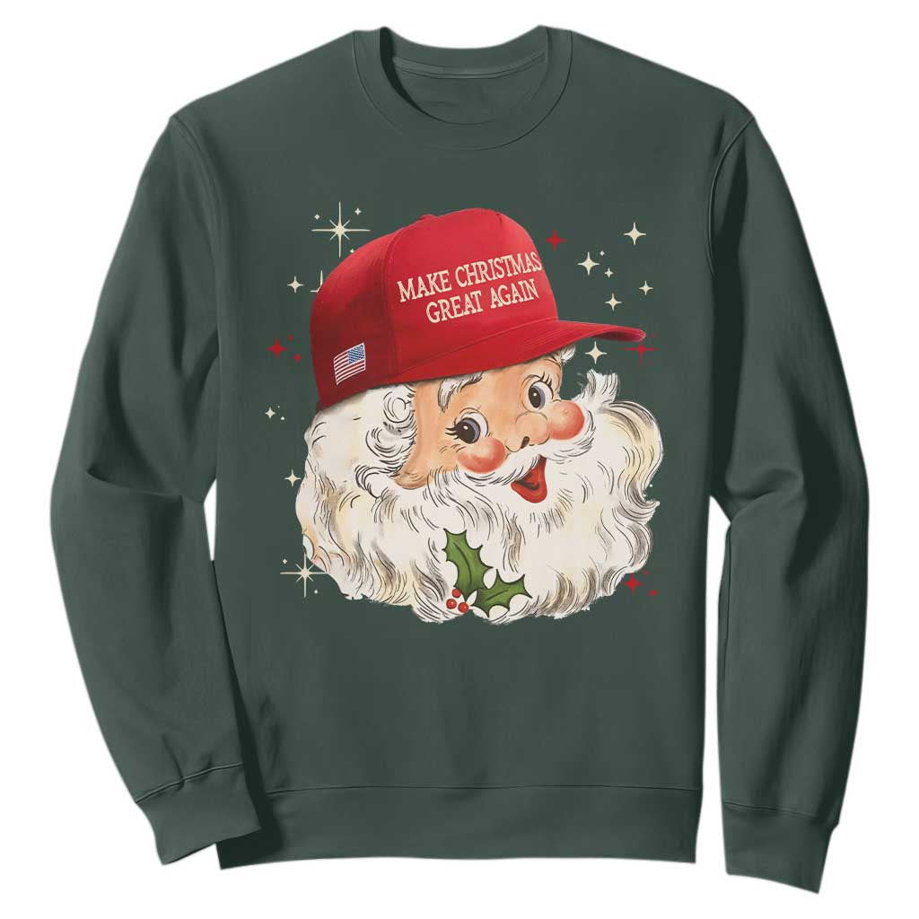 Funny Trump Christmas Sweatshirt Make Christmas Great Again Retro Santa Pajamas TS10 Dark Forest Green Print Your Wear