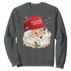 Funny Trump Christmas Sweatshirt Make Christmas Great Again Retro Santa Pajamas TS10 Dark Heather Print Your Wear