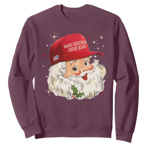 Funny Trump Christmas Sweatshirt Make Christmas Great Again Retro Santa Pajamas TS10 Maroon Print Your Wear