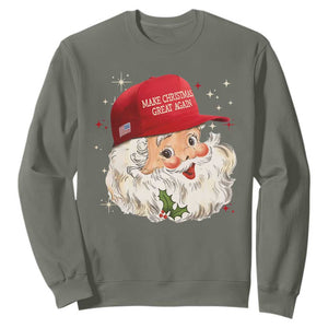Funny Trump Christmas Sweatshirt Make Christmas Great Again Retro Santa Pajamas TS10 Military Green Print Your Wear