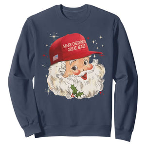 Funny Trump Christmas Sweatshirt Make Christmas Great Again Retro Santa Pajamas TS10 Navy Print Your Wear