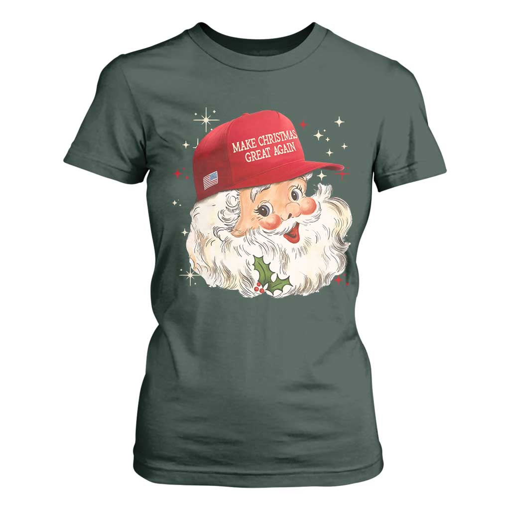 Funny Trump Christmas T Shirt For Women Make Christmas Great Again Retro Santa Pajamas TS10 Dark Forest Green Print Your Wear