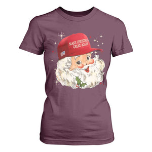 Funny Trump Christmas T Shirt For Women Make Christmas Great Again Retro Santa Pajamas TS10 Maroon Print Your Wear