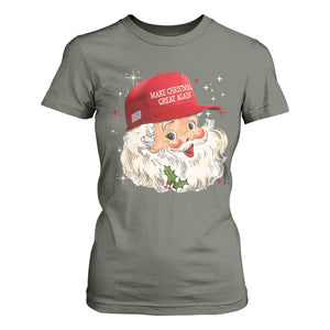 Funny Trump Christmas T Shirt For Women Make Christmas Great Again Retro Santa Pajamas TS10 Military Green Print Your Wear
