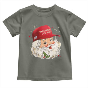 Funny Trump Christmas Toddler T Shirt Make Christmas Great Again Retro Santa Pajamas TS10 Military Green Print Your Wear