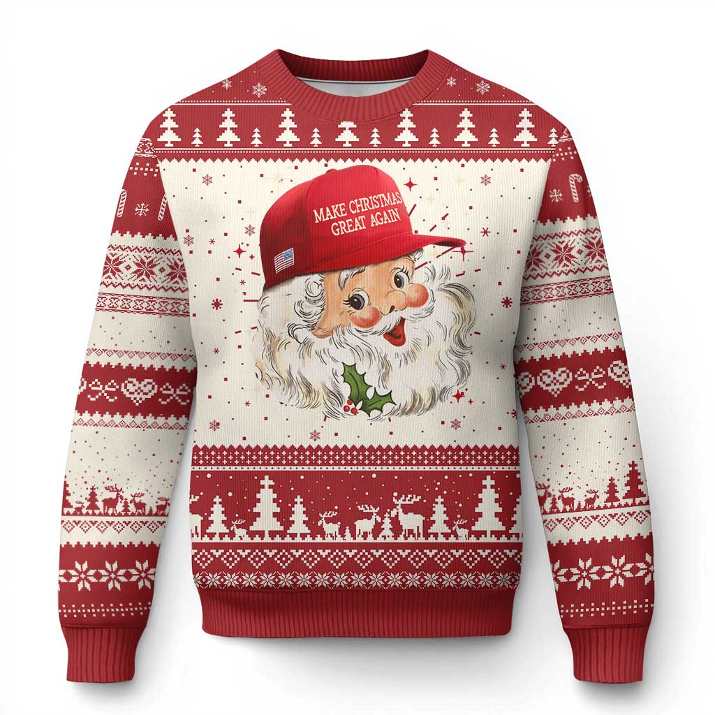 Funny Trump Ugly Christmas Sweater Make Christmas Great Again Retro Santa Pajamas TS10 Red Print Your Wear
