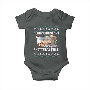 Funny Christmas Trump Baby Onesie Merry Xmas Shitter Was Full Ugly TS10 Dark Heather Print Your Wear